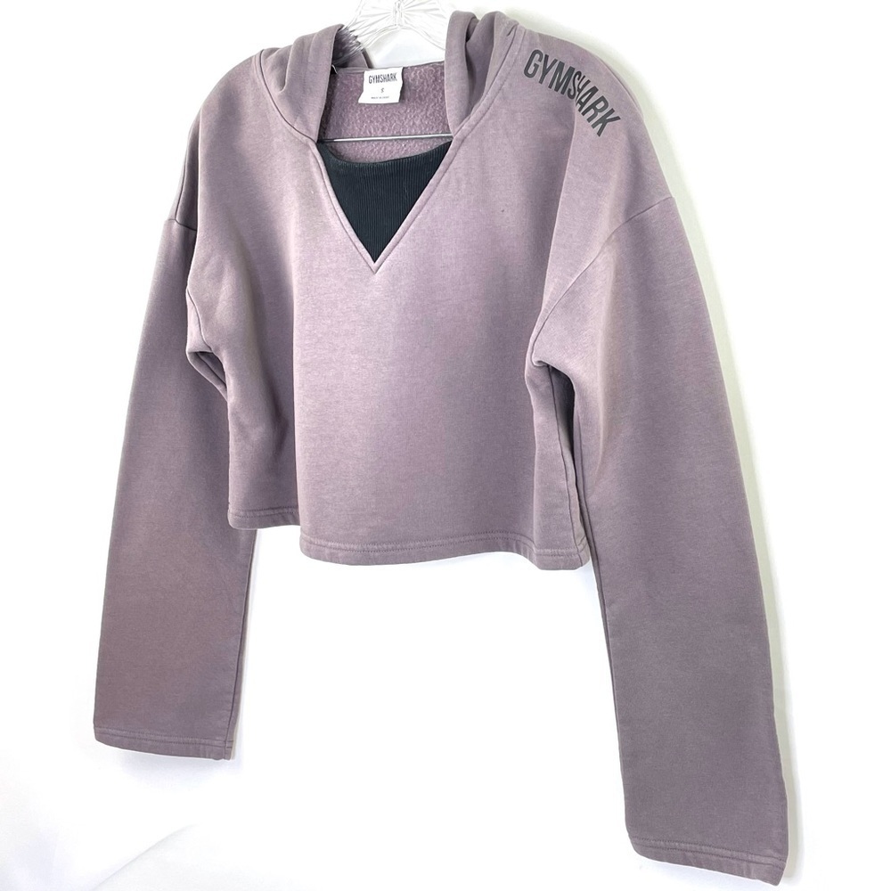 Gymshark Solo Cropped Hoodie Slate Lavender Athleisure Sweatshirt Sz S - Picture 8 of 13